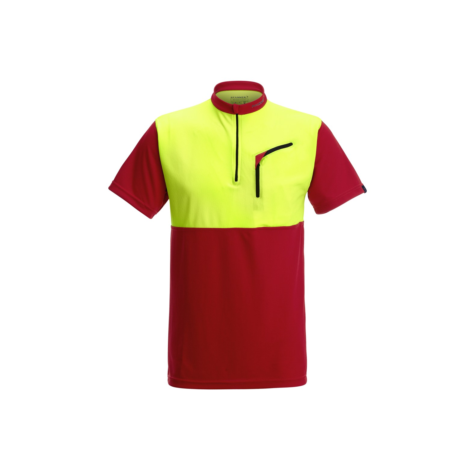 PFANNER Funktionsshirt Zipp Neck Kurzarm Rot/Neongelb - bei KOX online bestellen | XX77199