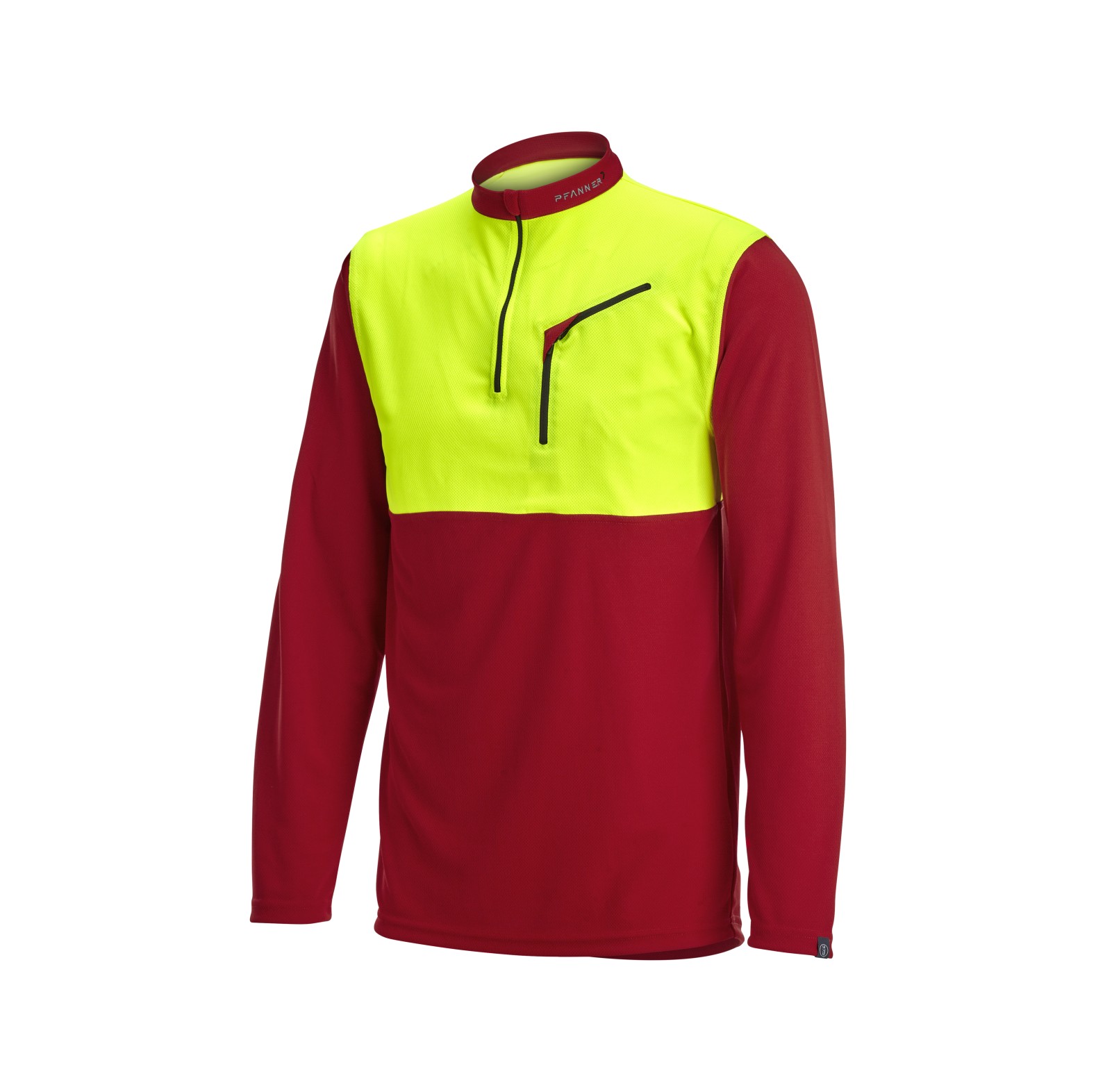 PFANNER Funktionsshirt Zipp Neck Langarm Rot/Neongelb - bei KOX online bestellen | XX77200