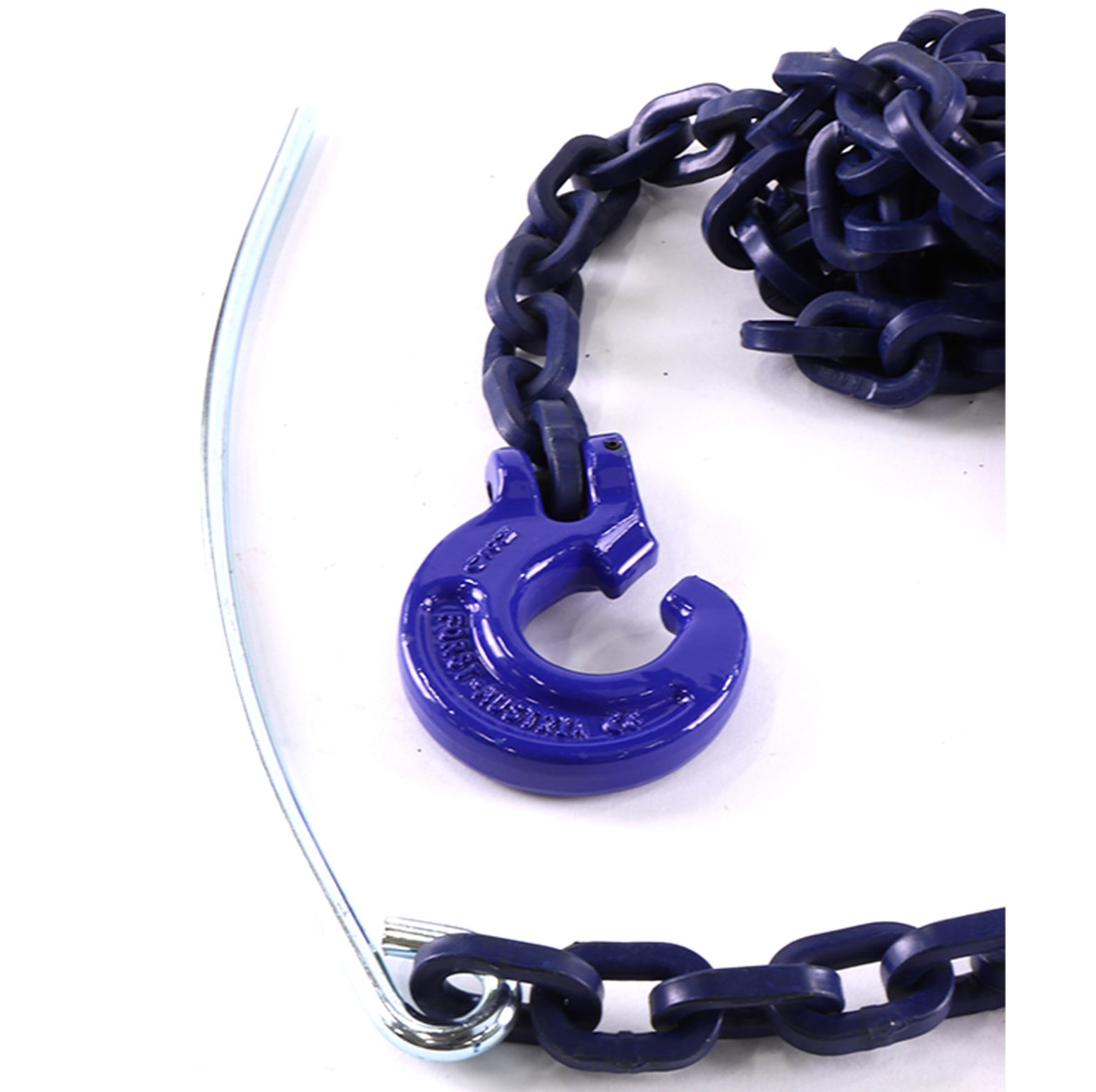  Vierkante ketting met tiljukhaak en doorsteeknaald kwaliteit 10 toelaatbare trekkracht LC 4500 daN, lengte 2, 5 m, ketting  7 mm - bij KOX online bestellen | XXGLKSN-07-25-10 