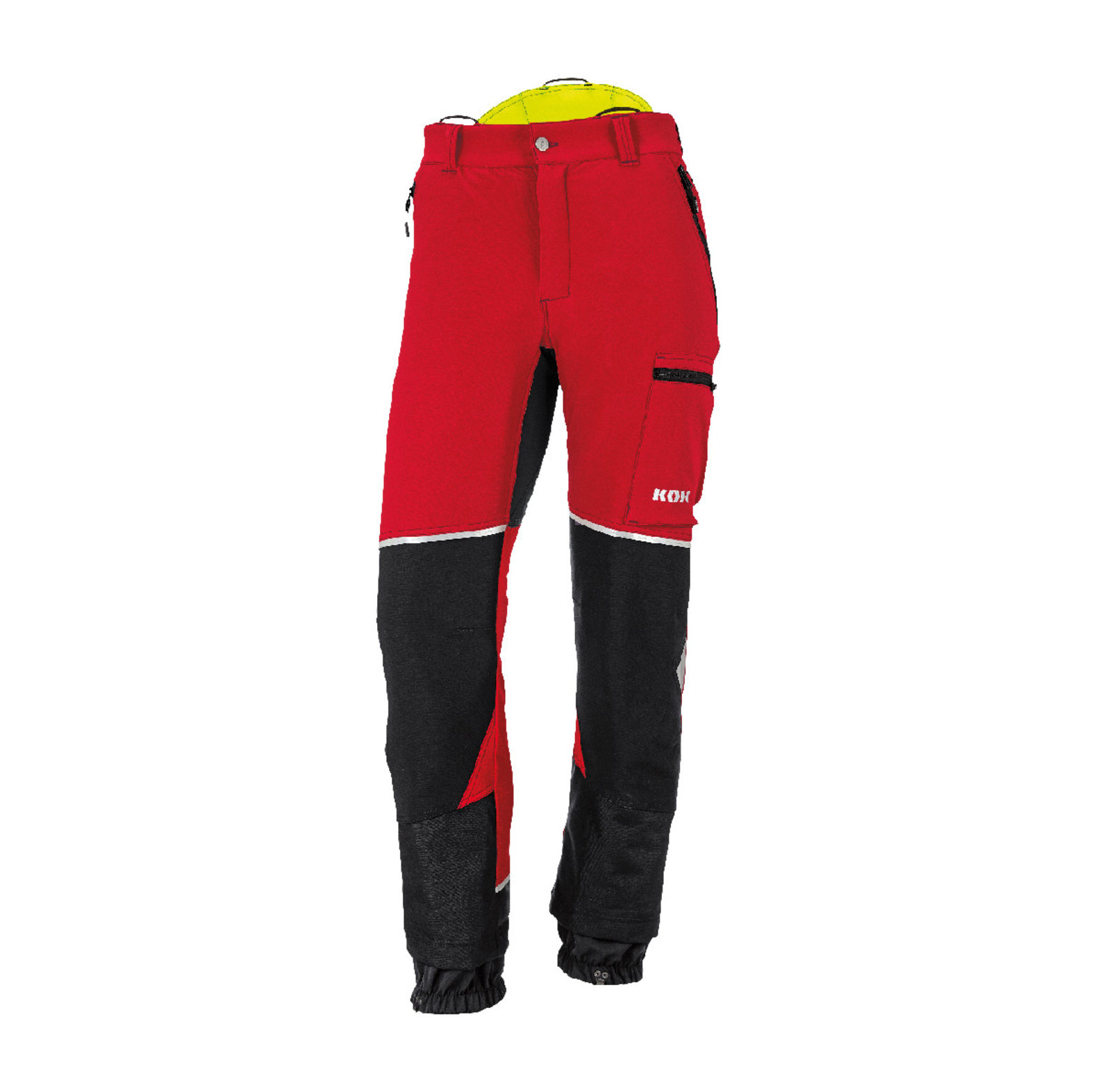  Pantalon anti-coupure Stretch Elch 2.0 KOX rouge/jaune - commander en ligne chez KOX | XX71223 