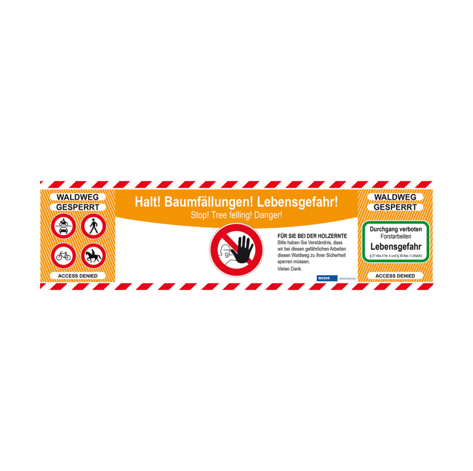  Absperrbanner fr Forstwege in Baden-Wrttemberg - bei KOX online bestellen | XX9733-BW 