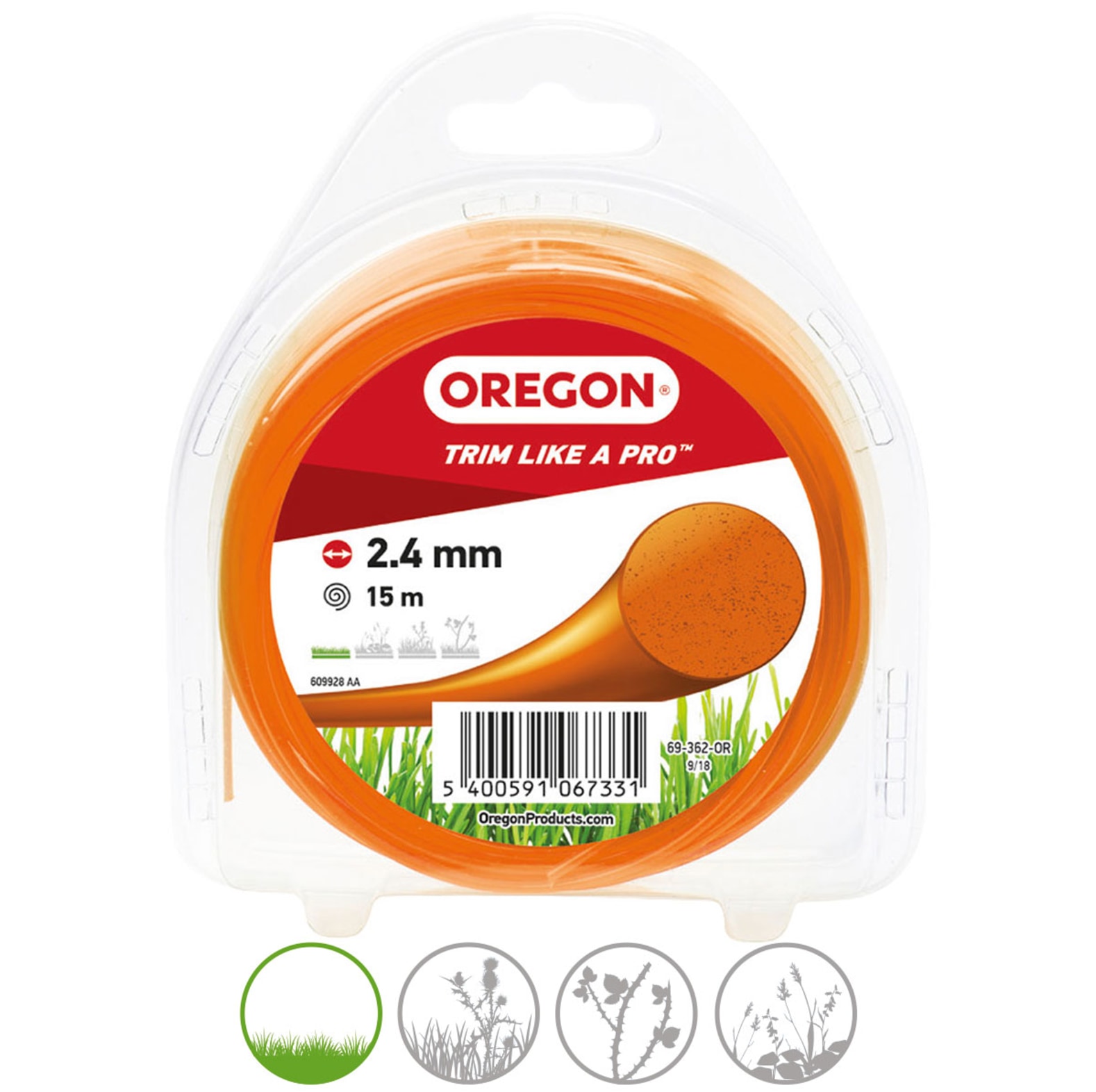  Oregon Coloured Line maaidraad, draaddikte 2, 4 mm - bij KOX online bestellen | 69-362-OR-0 
