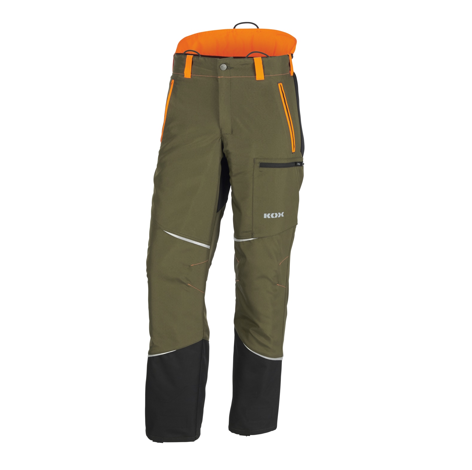  KOX Schnittschutzhose Mistral 3.0 Grn/Orange Gre 29 untersetzt - bei KOX online bestellen | XX71228-29 