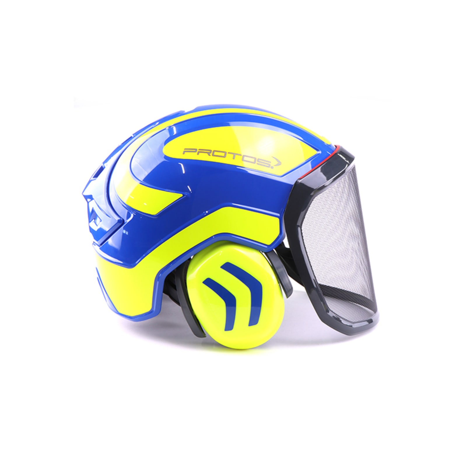 PROTOS bosbouwhelm / veiligheidshelm met gehoorbescherming en vizier Integral forest blauw/geel - bij KOX online bestellen | XX74111