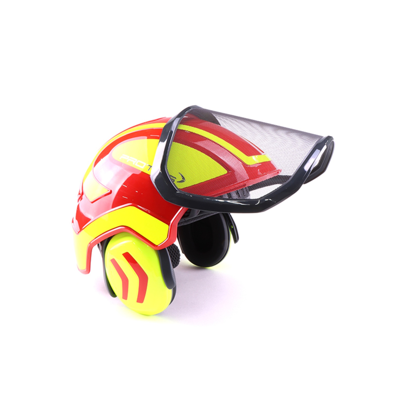 PROTOS bosbouwhelm / veiligheidshelm met gehoorbescherming en vizier Integral forest rood/geel - bij KOX online bestellen | XX74110