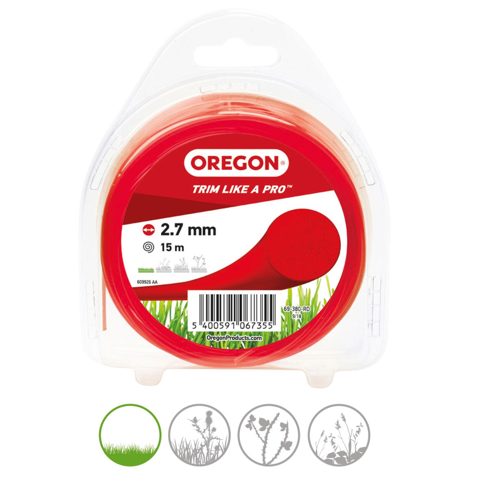  Oregon Coloured Line maaidraad, draaddikte 2, 7 mm - bij KOX online bestellen | 69-380-RD-0 