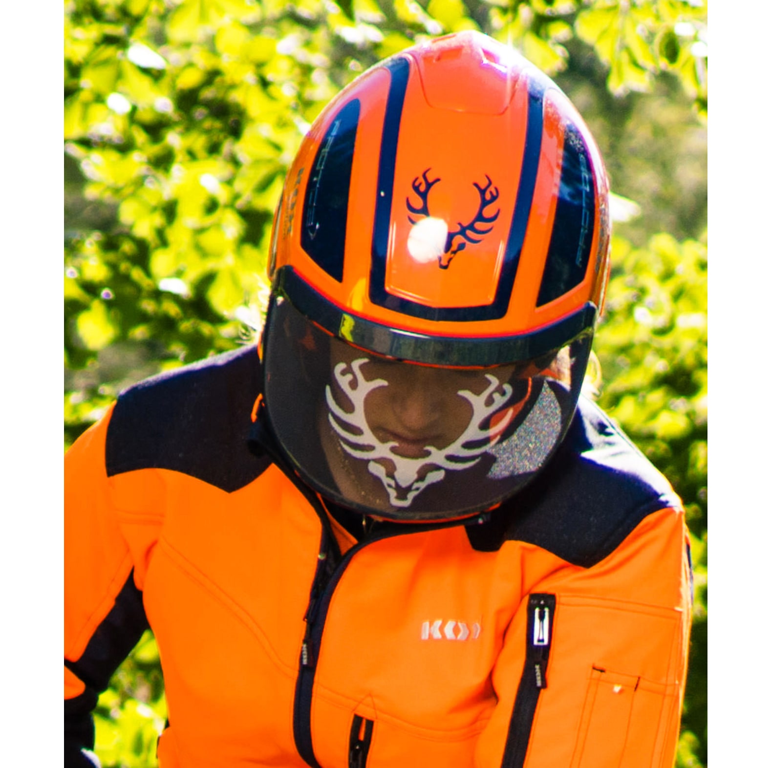 PROTOS Casque forestier/casque de protection KOX Edition avec protection auditive et visire Integral Forest Orange/Bleu OneSize - commander en ligne chez KOX | XX74115