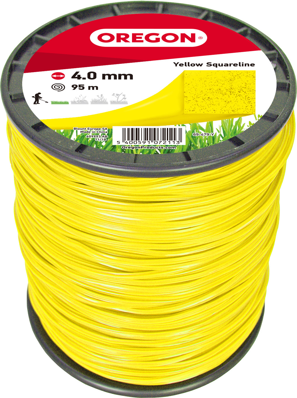 Fil de d�broussailleuse Oregon Yellow Squareline, section carr�e, diam�tre 4, 0 mm, longueur 95 m - commander en ligne chez KOX | 69-479-Y