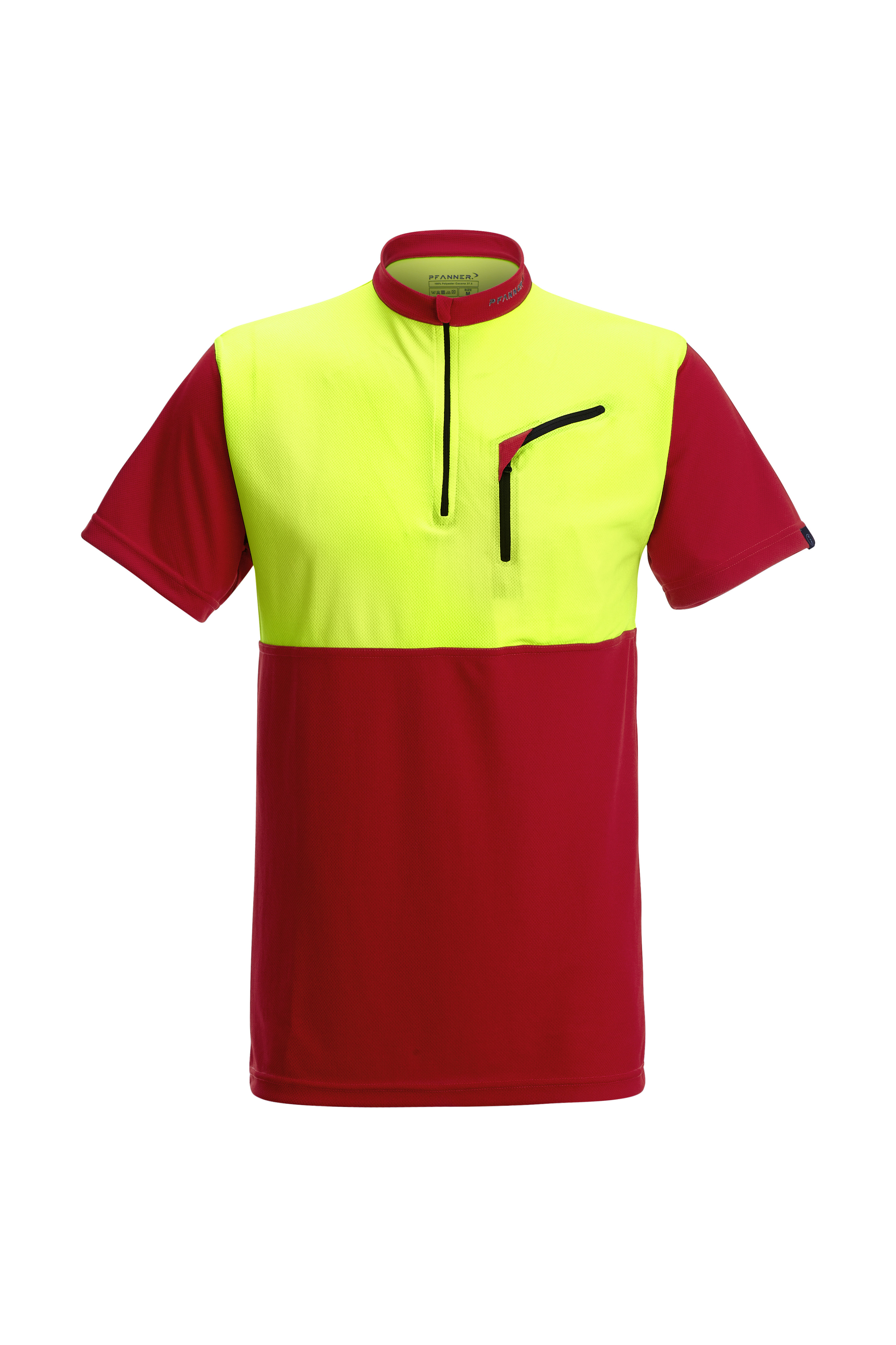 PFANNER Funktionsshirt Zipp Neck Kurzarm Rot/Neongelb - bei KOX online bestellen | XX77199
