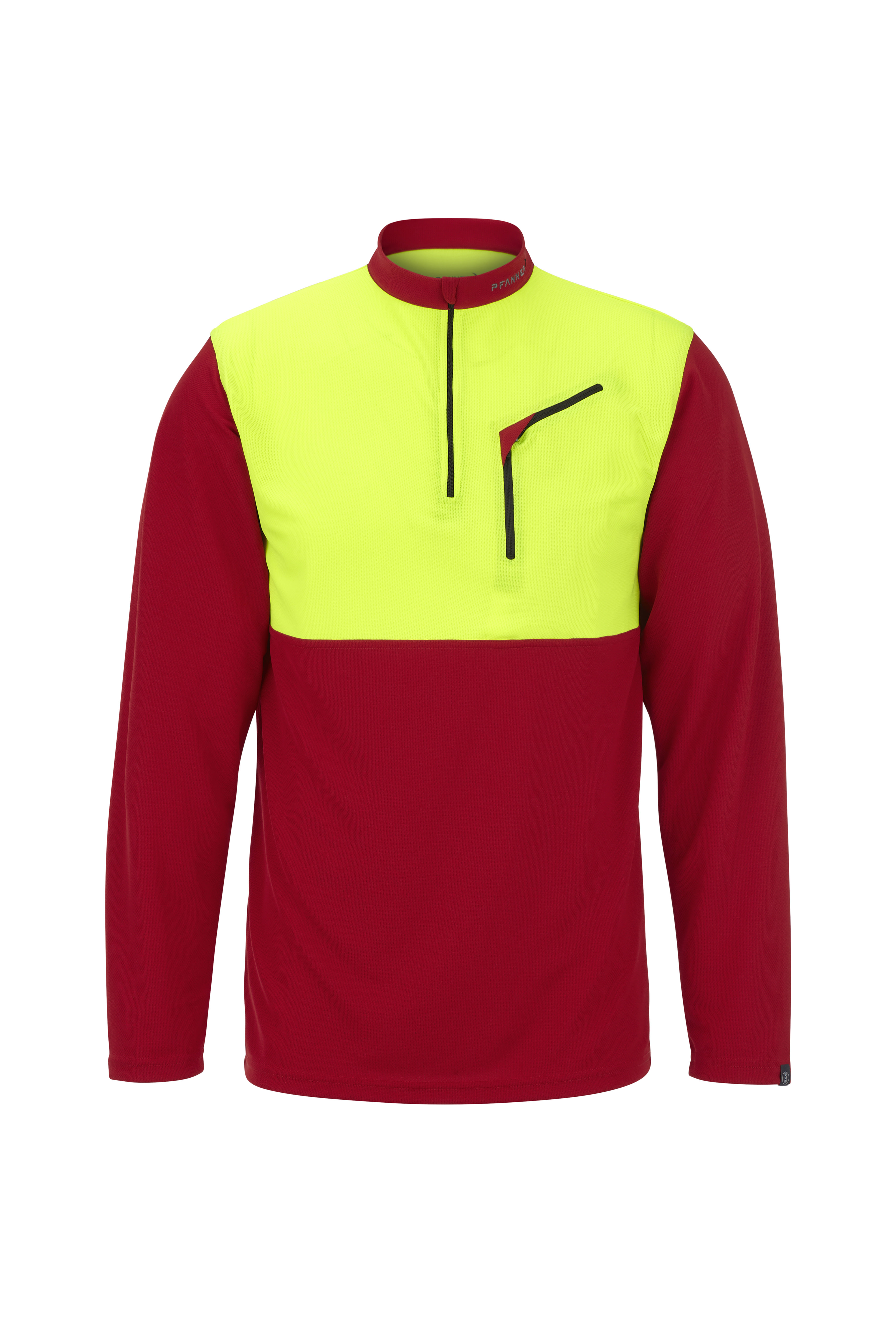 PFANNER Funktionsshirt Zipp Neck Langarm Rot/Neongelb - bei KOX online bestellen | XX77200