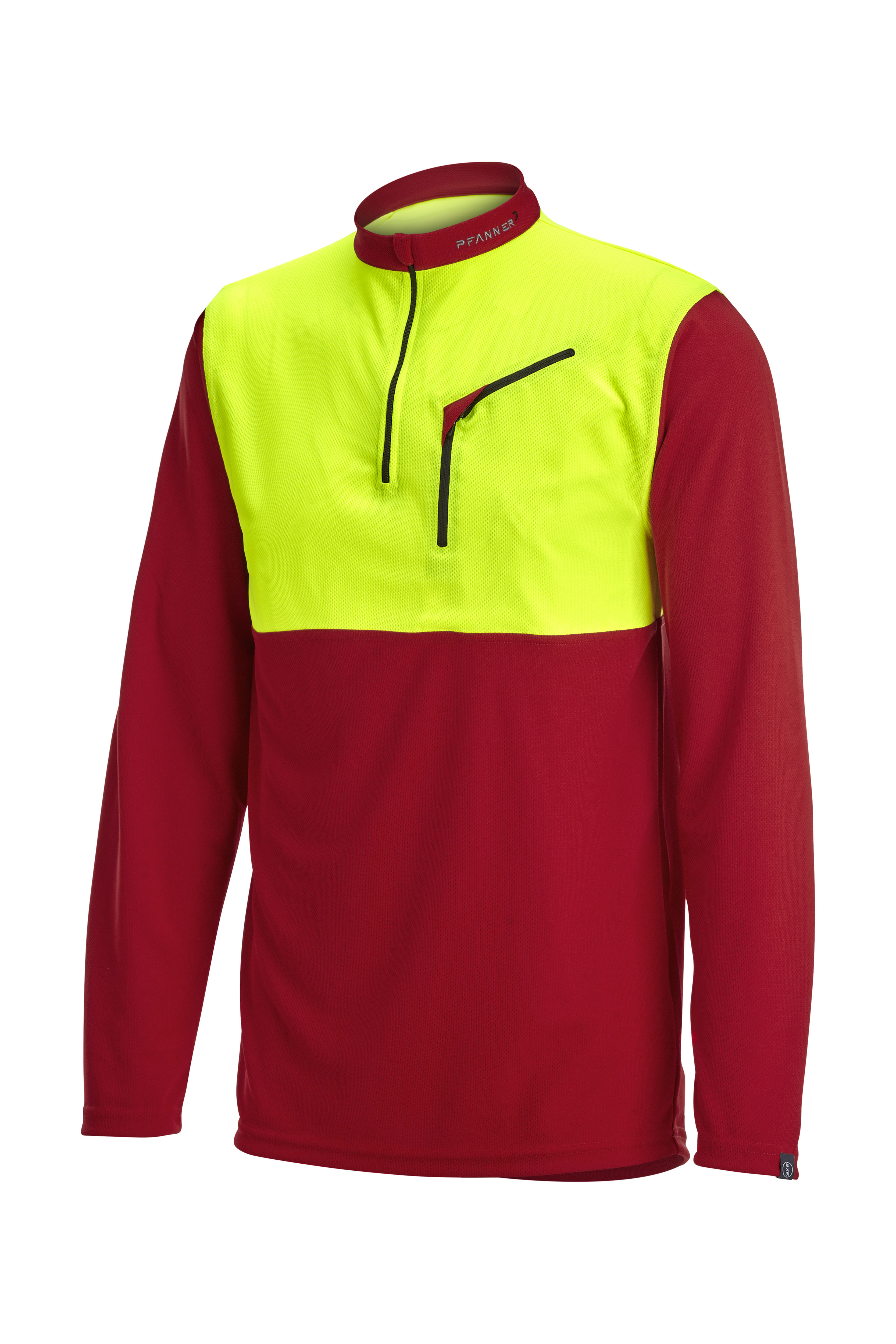 PFANNER Funktionsshirt Zipp Neck Langarm Rot/Neongelb - bei KOX online bestellen | XX77200