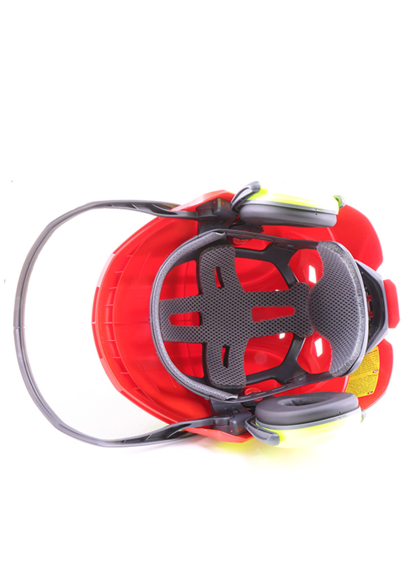 PROTOS bosbouwhelm / veiligheidshelm met gehoorbescherming en vizier Integral forest rood/geel - bij KOX online bestellen | XX74110