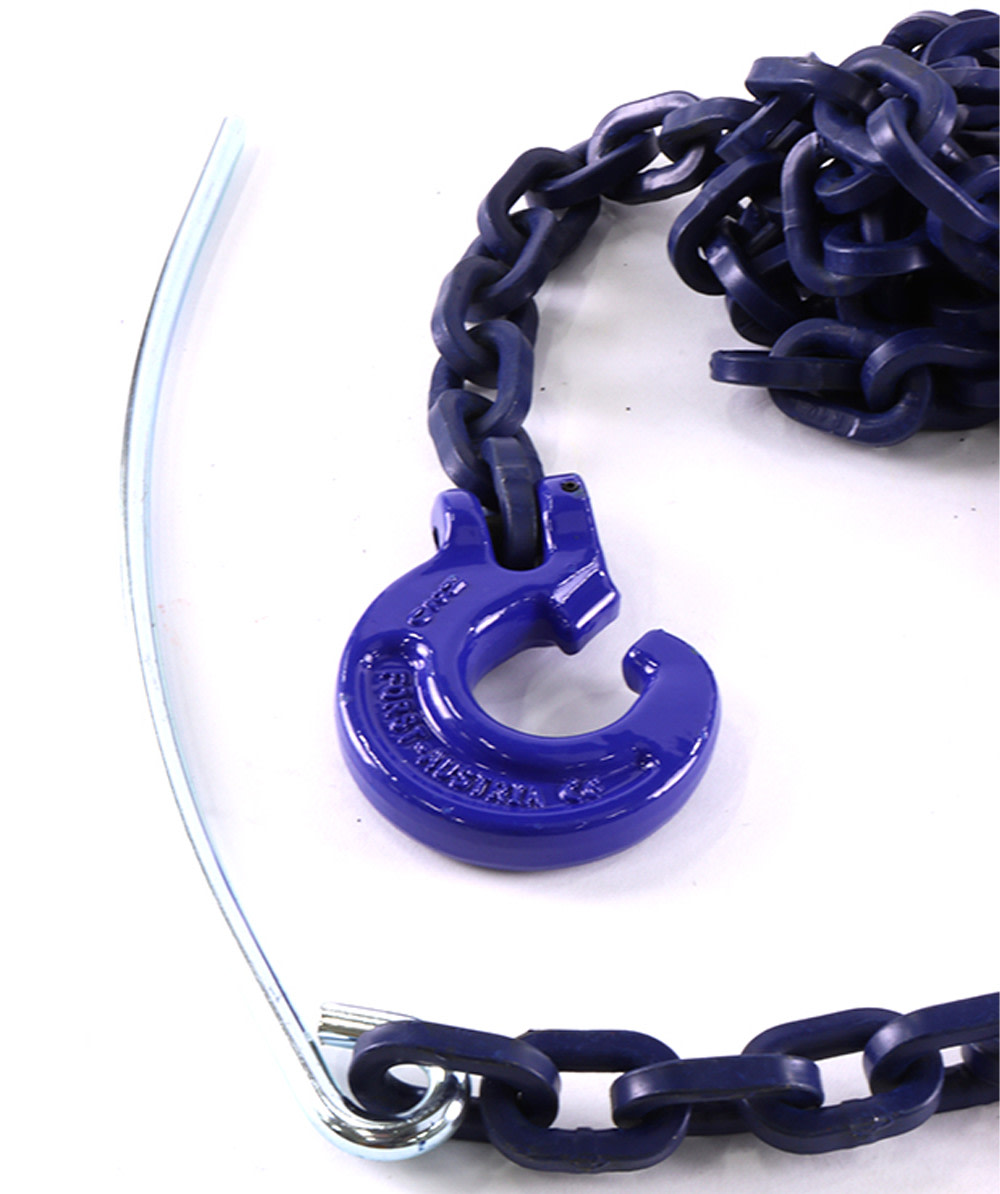 Vierkante ketting met tiljukhaak en doorsteeknaald kwaliteit 10 toelaatbare trekkracht LC 4500 daN, lengte 2, 5 m, ketting  7 mm - bij KOX online bestellen | XXGLKSN-07-25-10