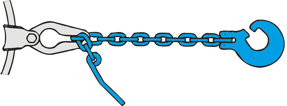 Chane  maillons carrs avec crochet  boucle et aiguille  percer, qualit 10, force de traction admissible LC 6000 daN, longueur 2, 5 m, chane  8 mm - commander en ligne chez KOX | XXGLKSN-08-25-10