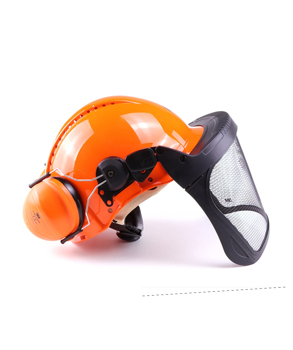 3M bosbouwhelm met getst metalen vizier en Peltor G3000 Orange gehoorbescherming - bij KOX online bestellen | XX74103-38