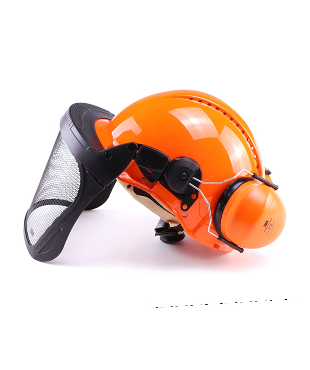 3M bosbouwhelm met getst metalen vizier en Peltor G3000 Orange gehoorbescherming - bij KOX online bestellen | XX74103-38