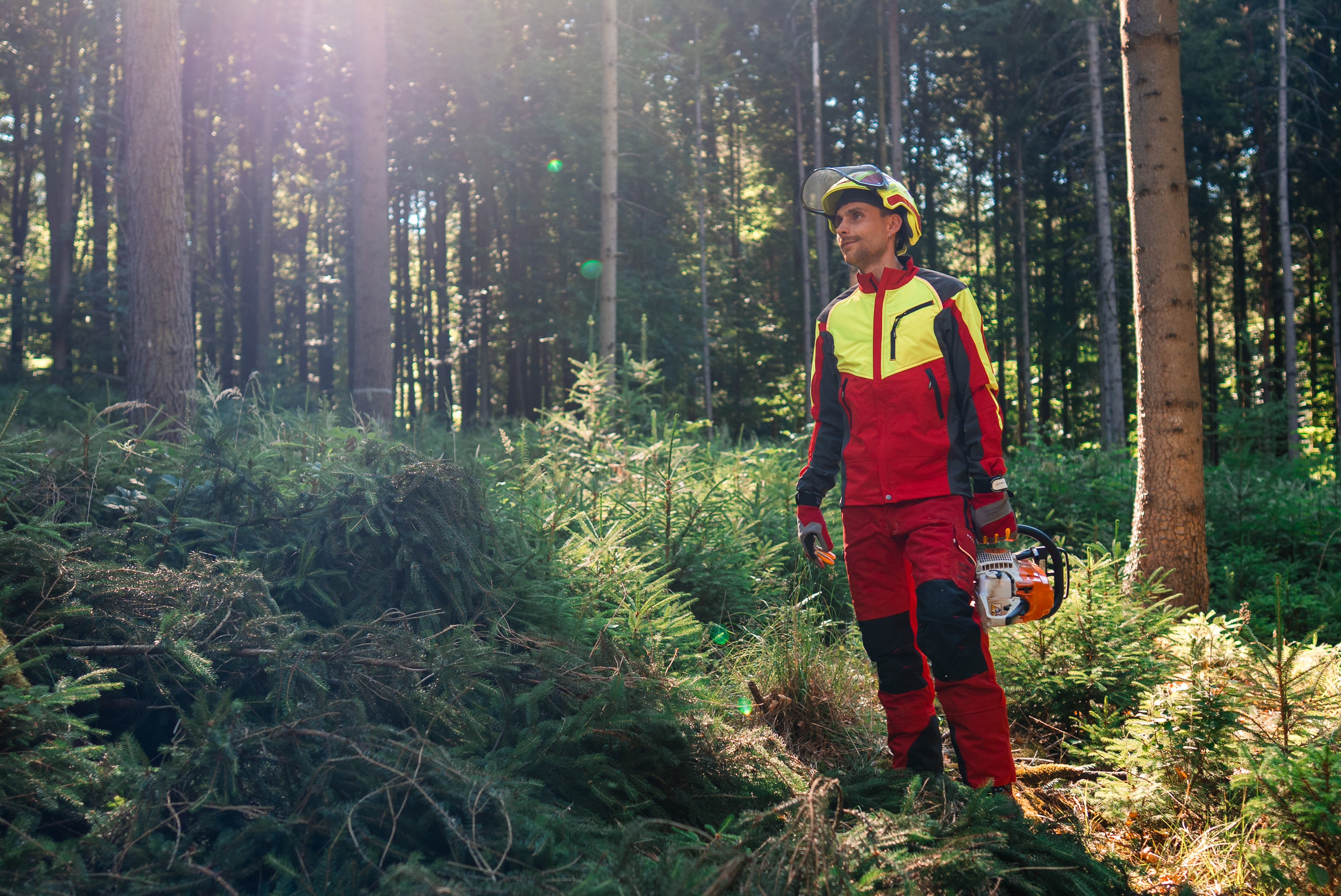 PROTOS� bosbouwhelm / veiligheidshelm KOX editie met gehoorbescherming en vizier Integral forest neon geel/rood one size - bij KOX online bestellen | XX74109