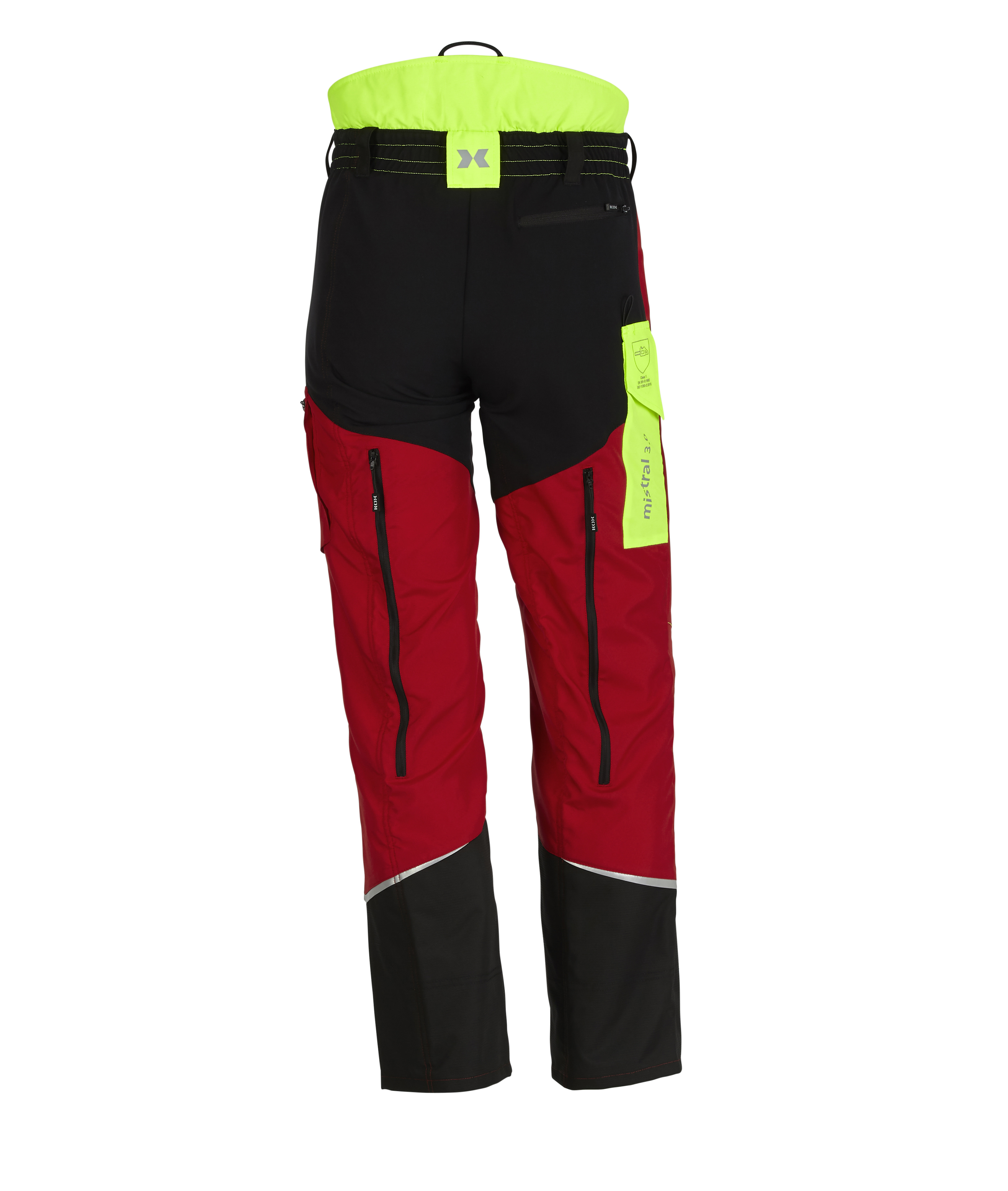 Pantalon de protection anti-coupures KOX Mistral 3.0 rouge/jaune - commander en ligne chez KOX | XX71229