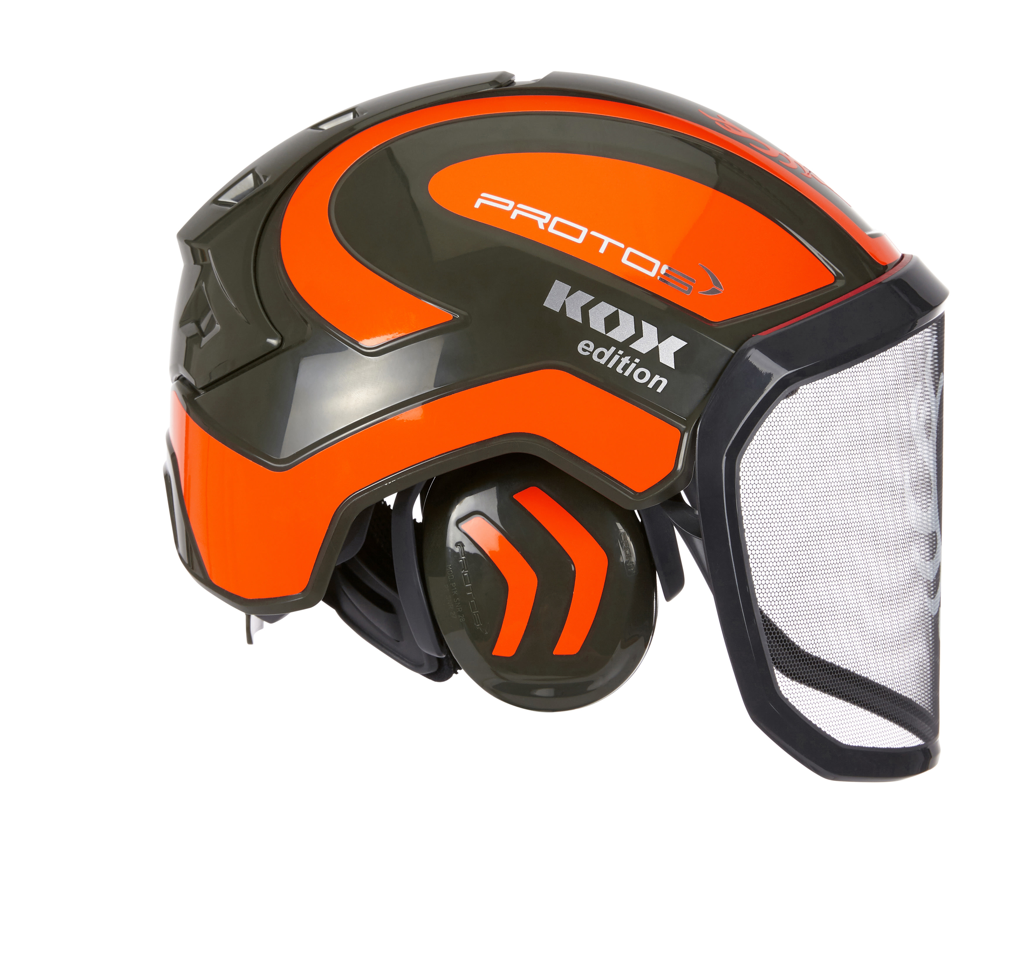 PROTOS casque forestier/casque de protection KOX Edition avec protection auditive et visire Integral Forest Vert olive/Orange fluo OneSize - commander en ligne chez KOX | XX74131