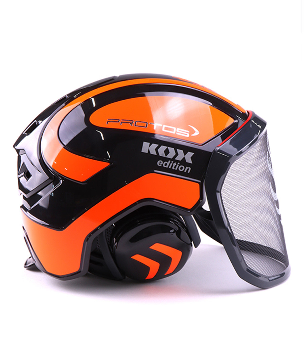 PROTOS Casque forestier/casque de protection KOX Edition avec protection auditive et visire Integral Forest Noir/Orange fluo OneSize - commander en ligne chez KOX | XX74114