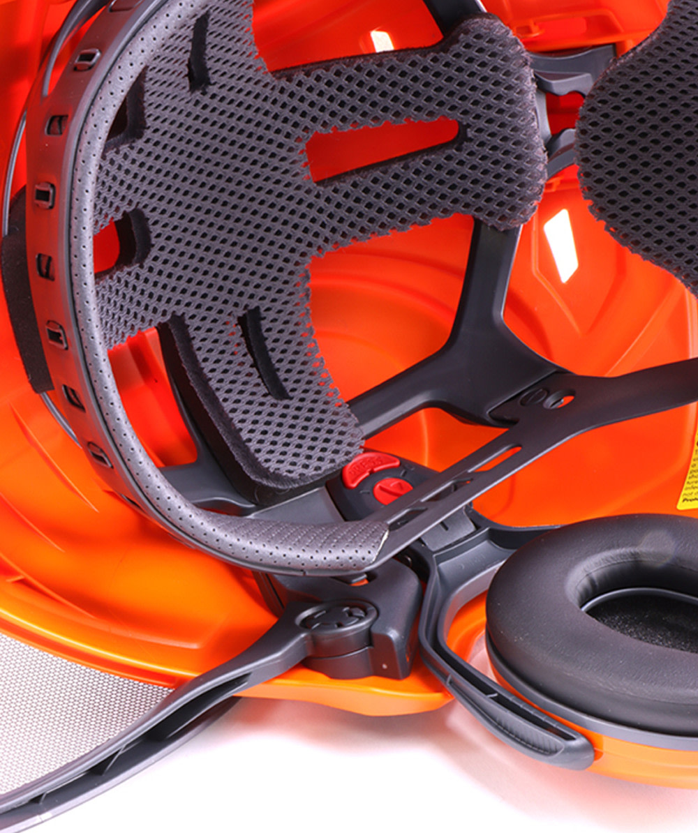 PROTOS Casque forestier/casque de protection KOX Edition avec protection auditive et visire Integral Forest Orange/Bleu OneSize - commander en ligne chez KOX | XX74115