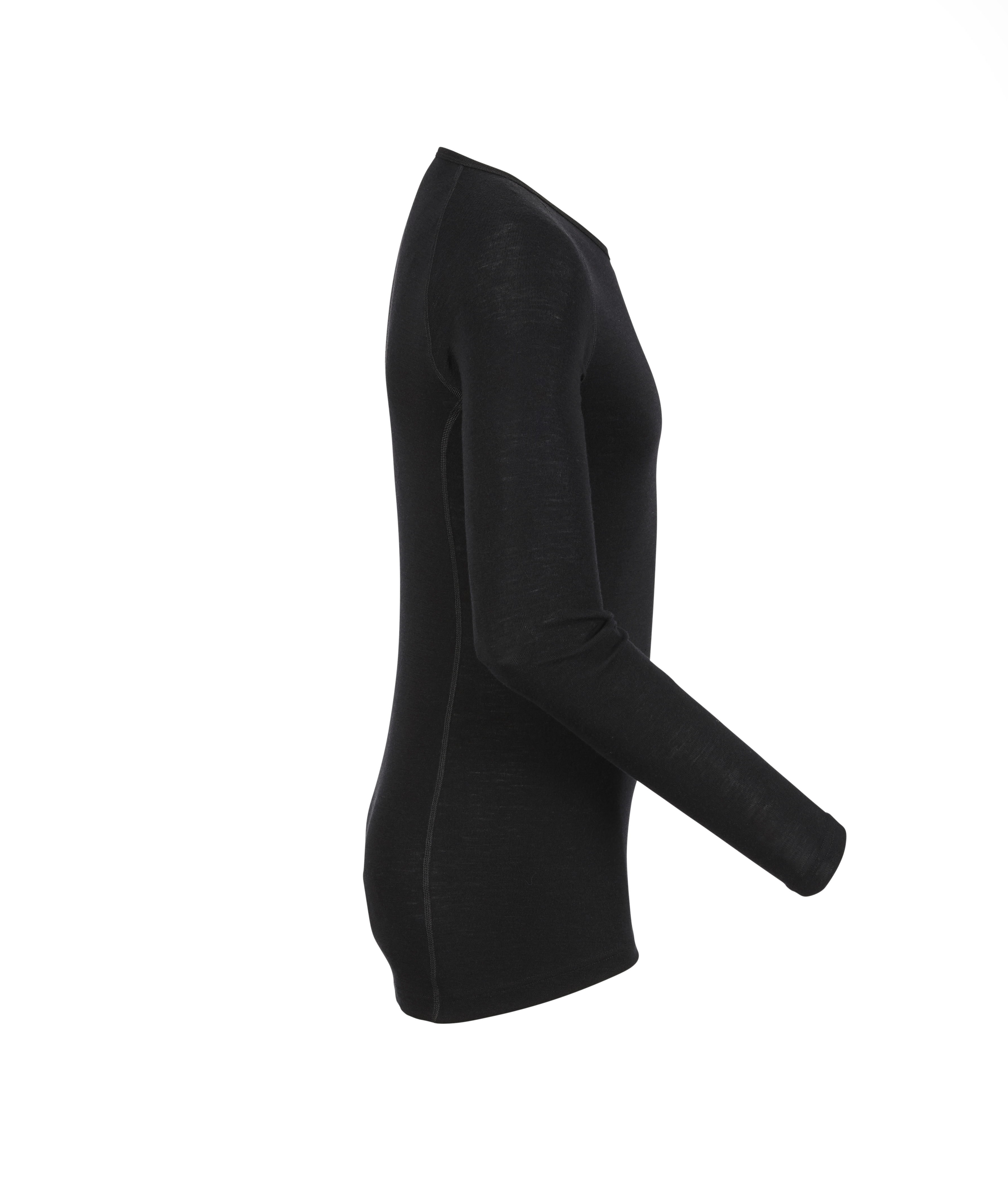 Woolpower Crewneck LITE hemd met ronde hals / shirt lange mouwen van merinowol black - bij KOX online bestellen | XXWP7111S