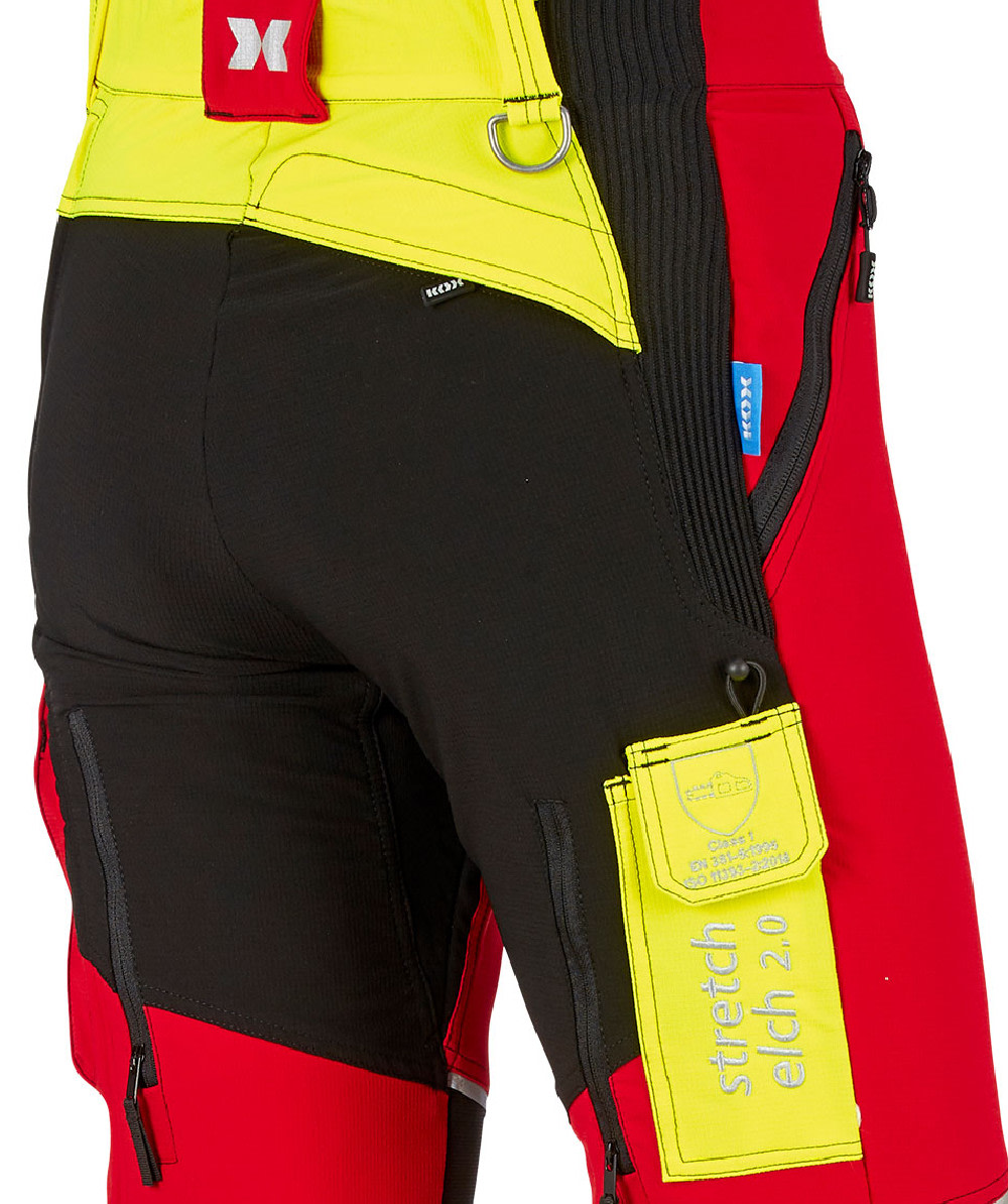 Pantalon anti-coupure Stretch Elch 2.0 KOX rouge/jaune - commander en ligne chez KOX | XX71223