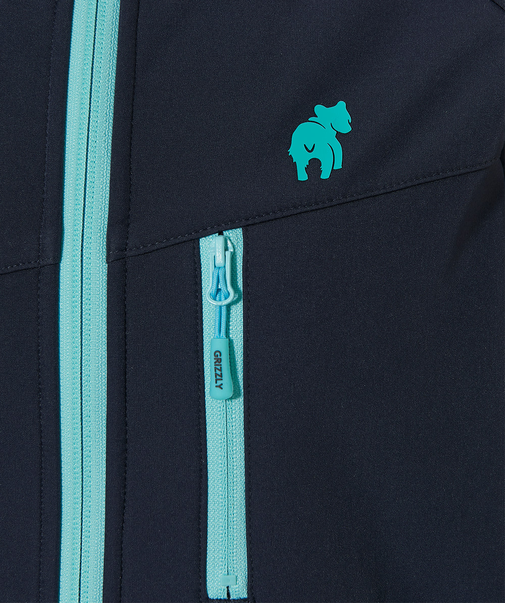 Grizzly Enfants Veste Softshell anti-tiques Montreal bleu marine/turquoise - commander en ligne chez KOX | XX76137