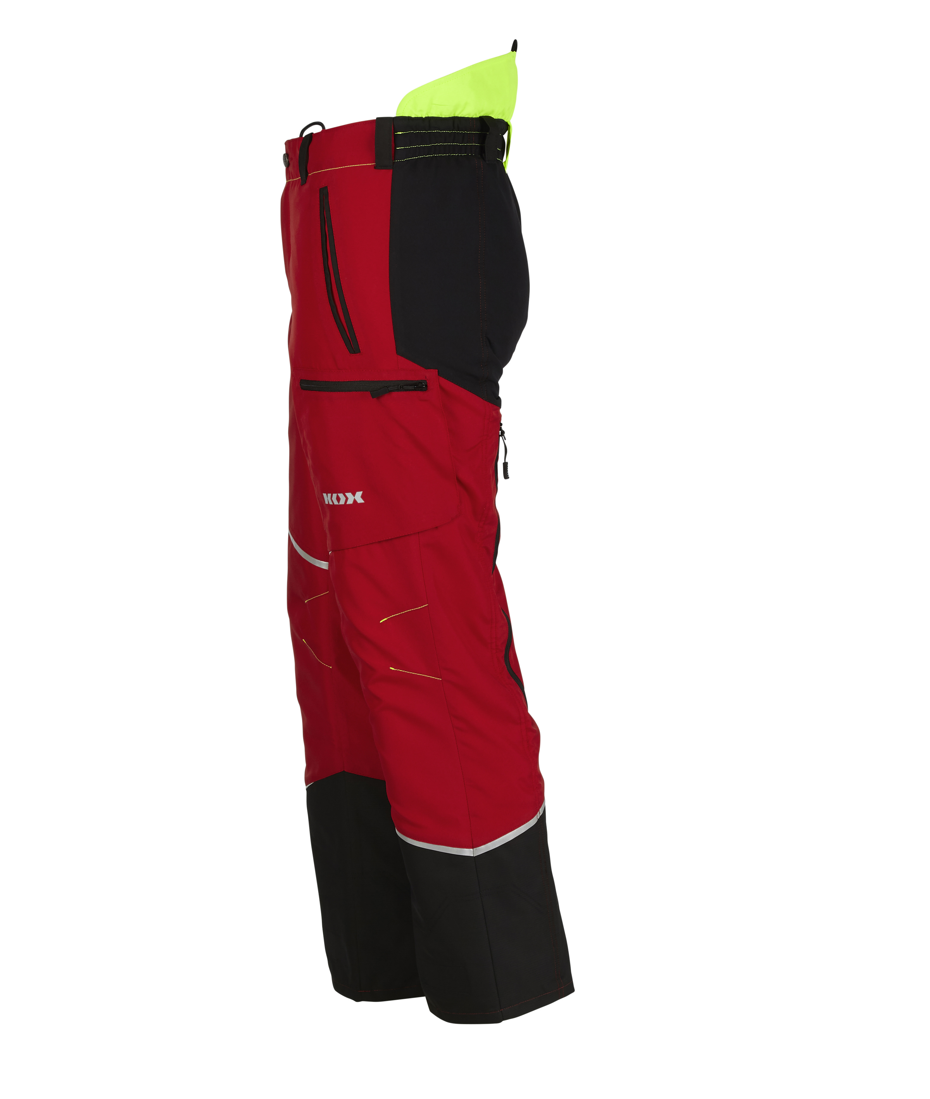 Pantalon de protection anti-coupures KOX Mistral 3.0 rouge/jaune - commander en ligne chez KOX | XX71229