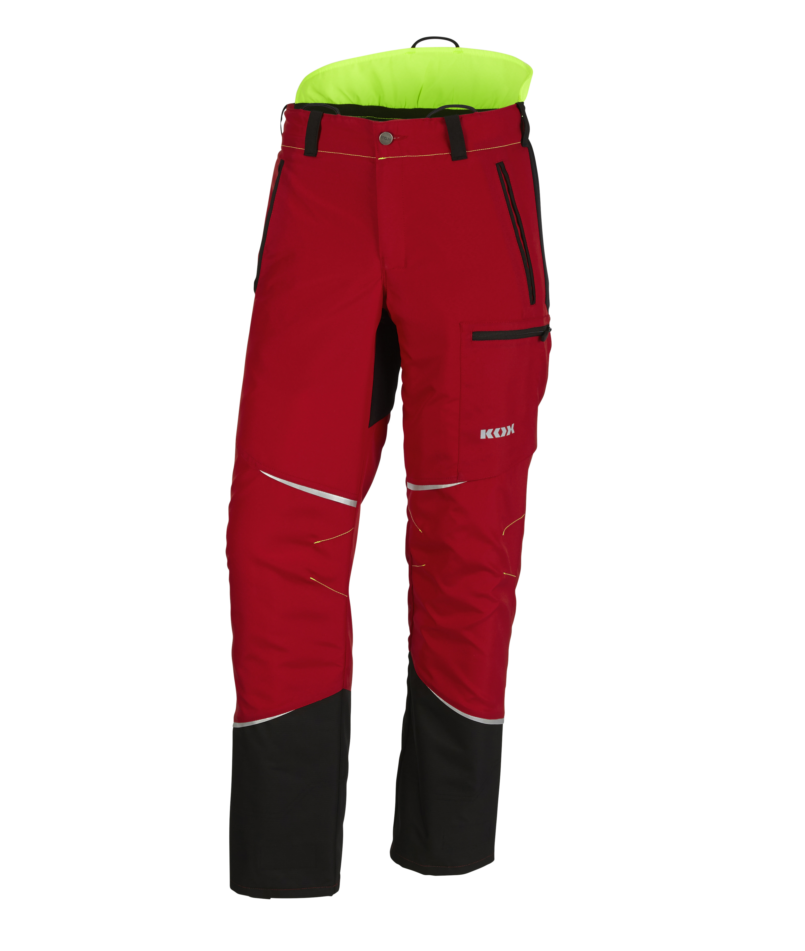  Pantalon de protection anti-coupures KOX Mistral 3.0 rouge/jaune - commander en ligne chez KOX | XX71229 