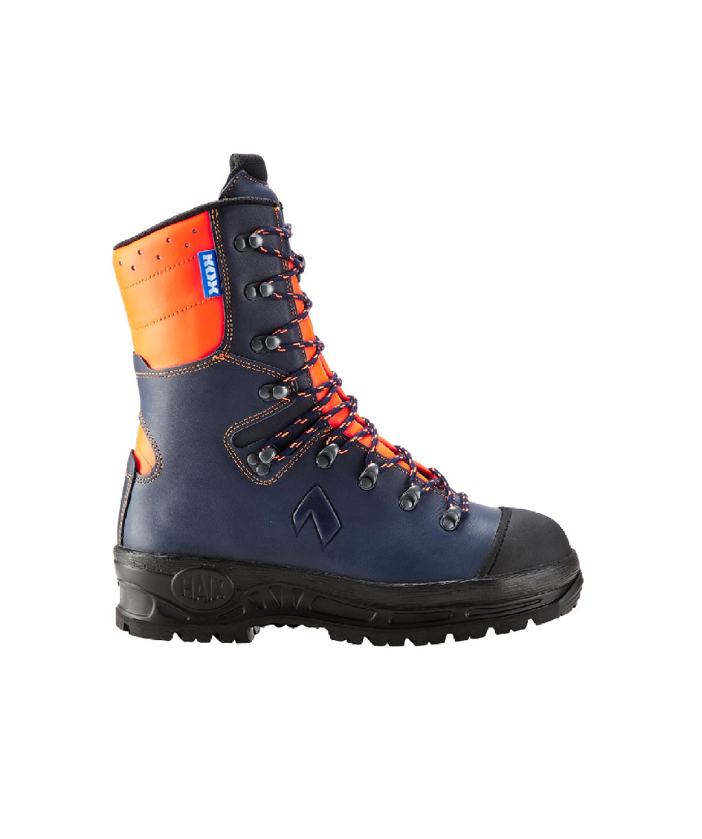 HAIX Schnittschutzstiefel / Schnittschutzschuhe Protector 2.0 in KOX Edition mit Gore-Tex Blau/Orange - bei KOX online bestellen | XX73120