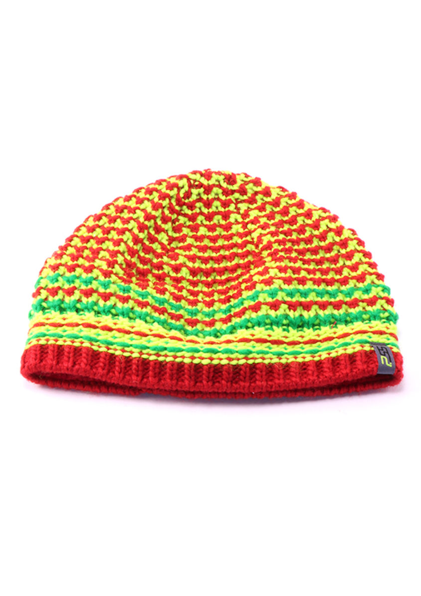  Bonnet en tricot PSS avec bord intrieur en polaire Jaune/Rouge Taille OneSize - commander en ligne chez KOX | XX72520-01 