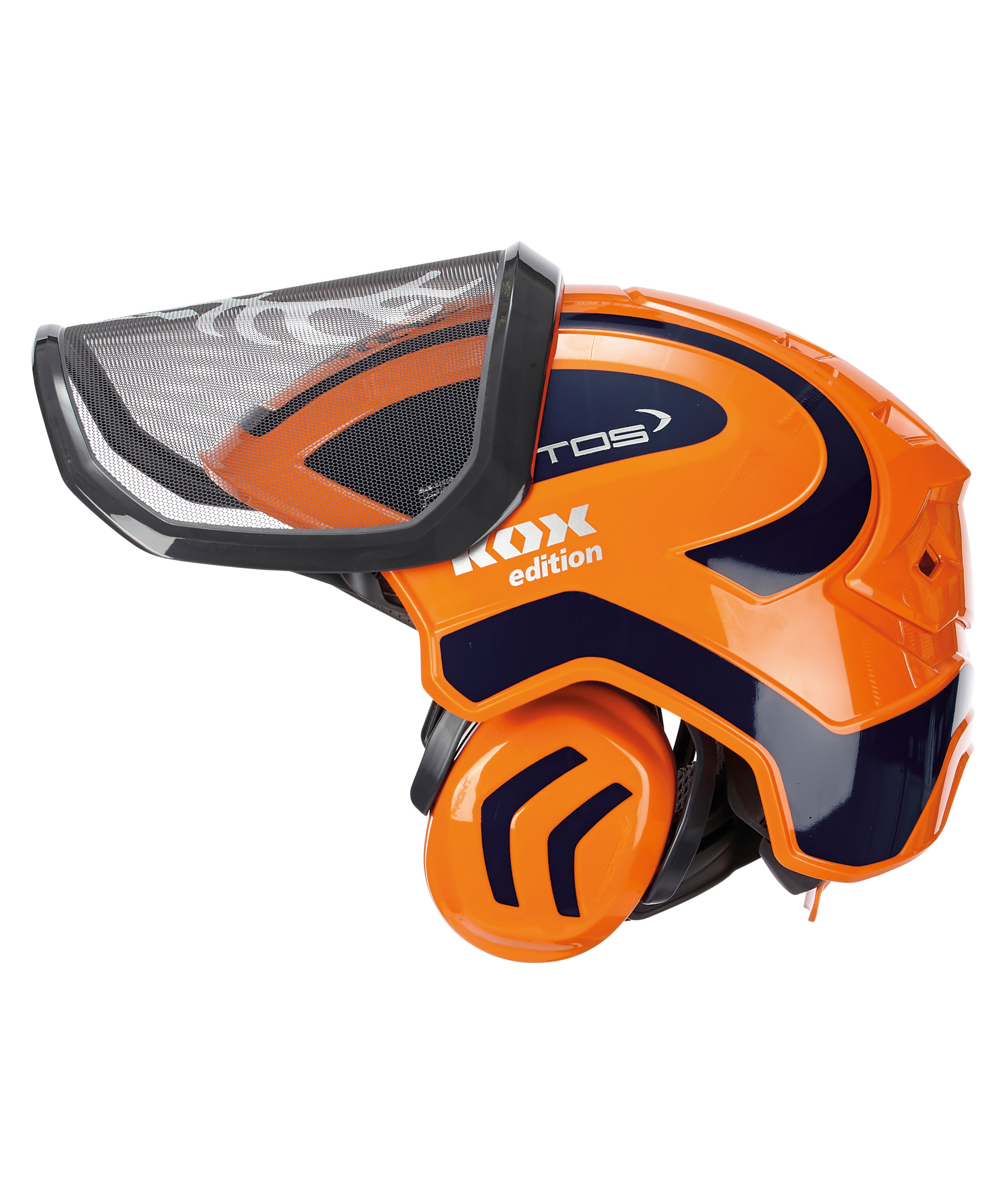 PROTOS Casque forestier/casque de protection KOX Edition avec protection auditive et visire Integral Forest Orange/Bleu OneSize - commander en ligne chez KOX | XX74115