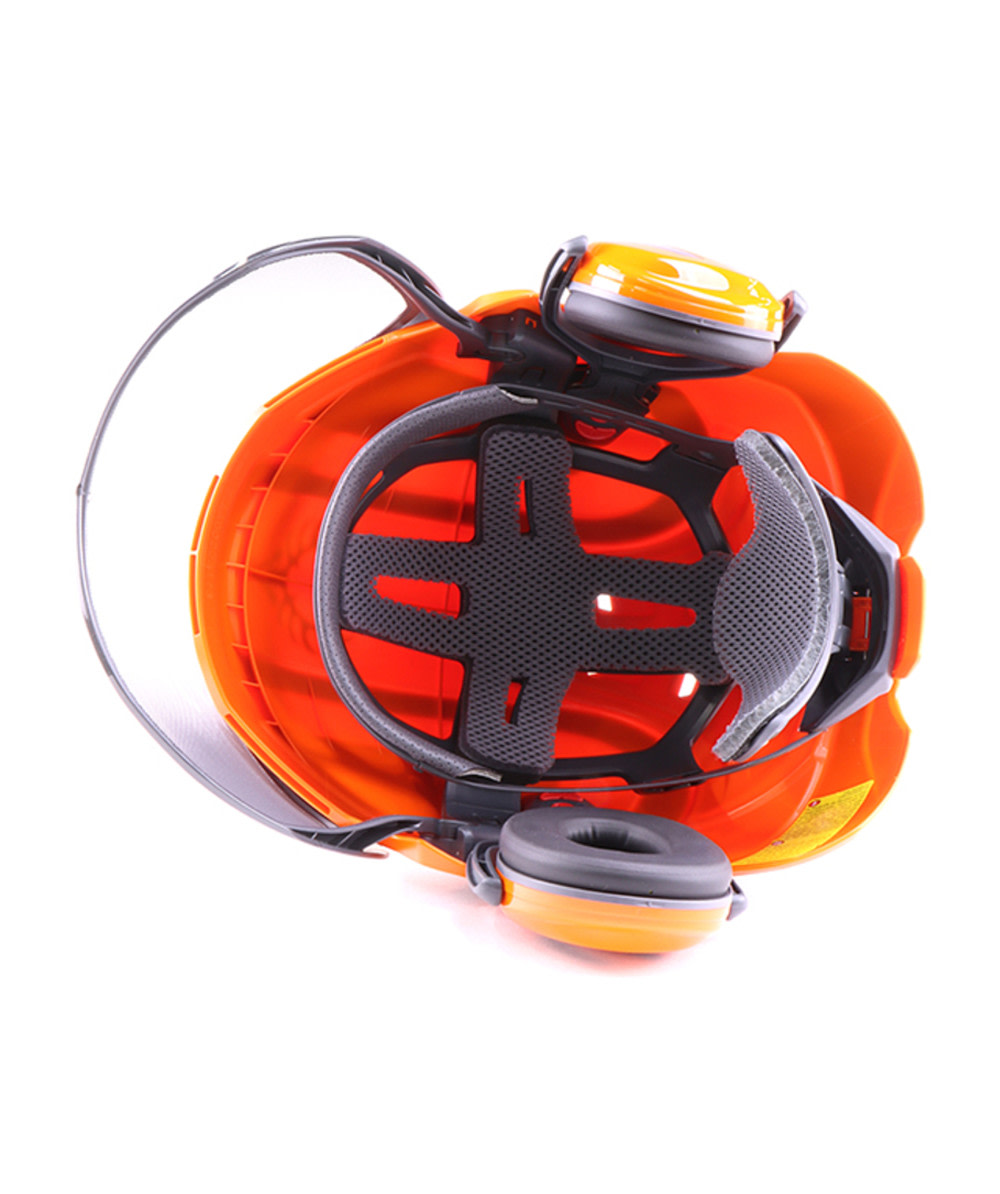 PROTOS Casque forestier/casque de protection KOX Edition avec protection auditive et visire Integral Forest Orange/Bleu OneSize - commander en ligne chez KOX | XX74115