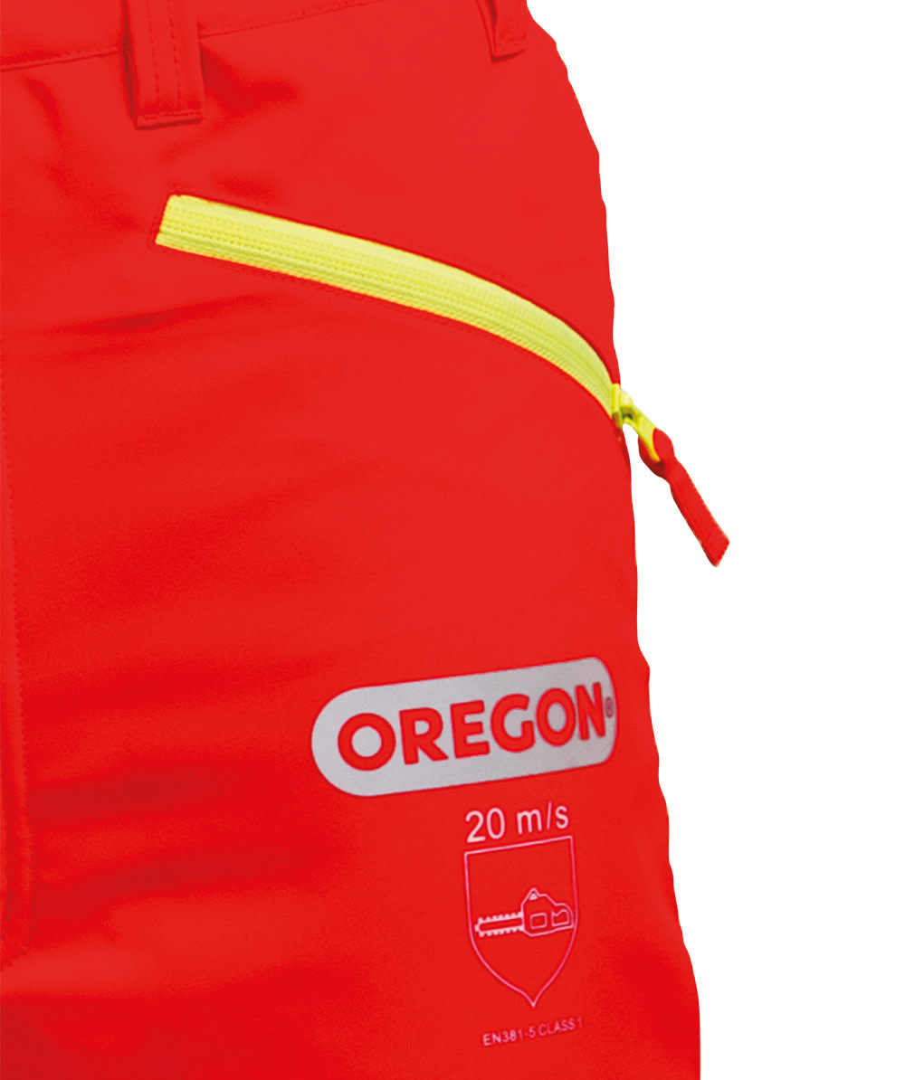 Pantalon anti-coupures Oregon Waipoua Rouge/Noir/Jaune - commander en ligne chez KOX | 295469-00
