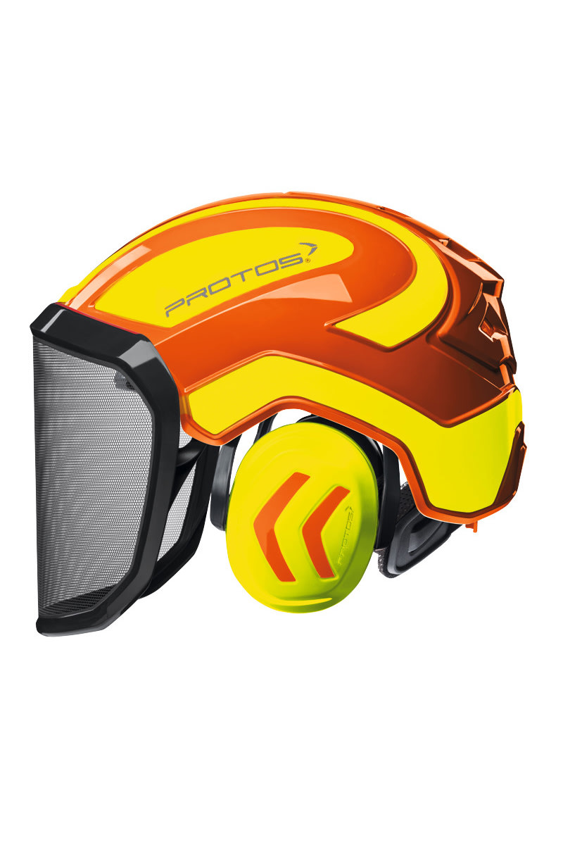  PROTOS Forsthelm / Schutzhelm mit Gehrschutz und Visier Integral Forest Orange/Gelb - bei KOX online bestellen | XX74112 