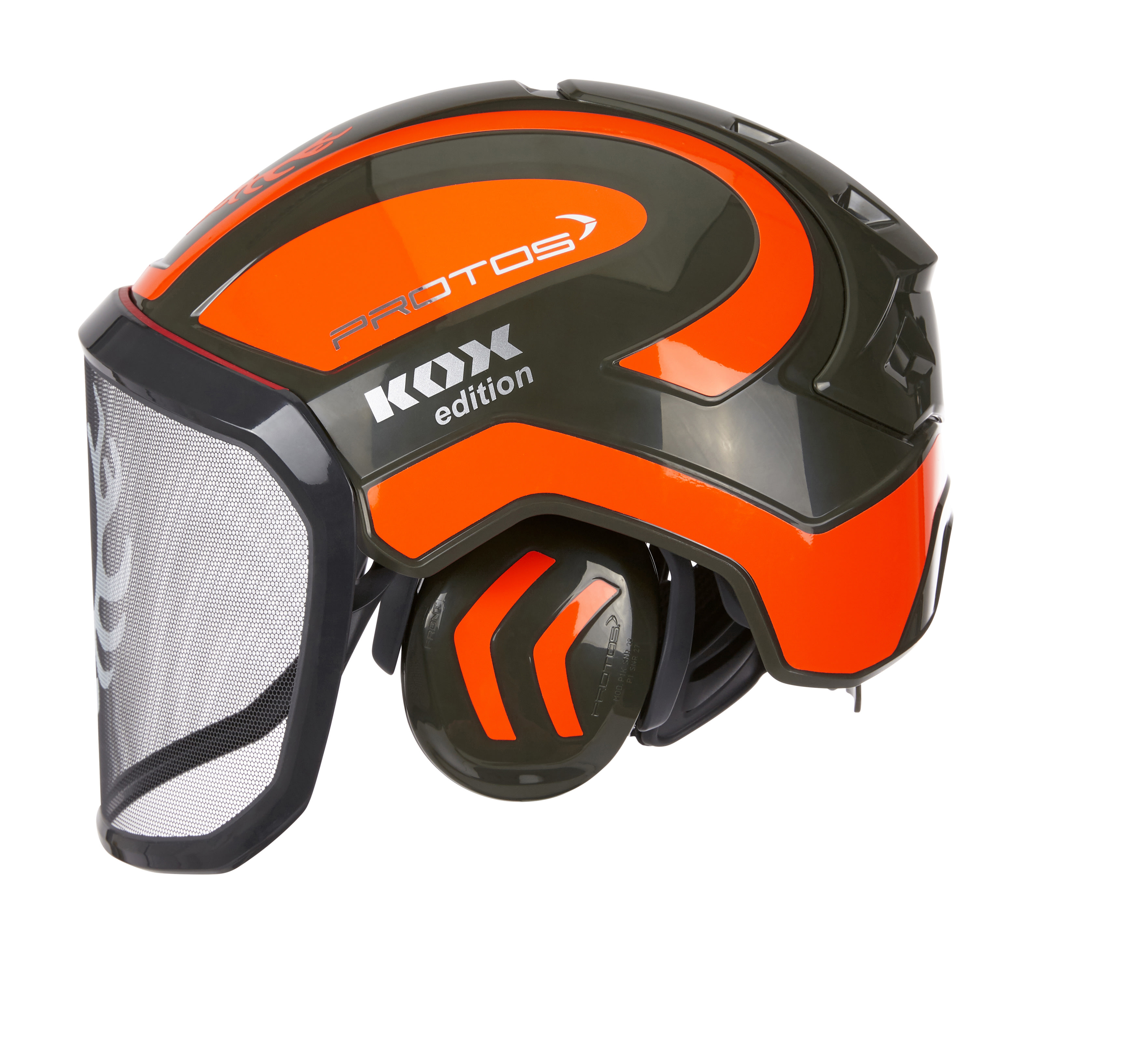 PROTOS casque forestier/casque de protection KOX Edition avec protection auditive et visire Integral Forest Vert olive/Orange fluo OneSize - commander en ligne chez KOX | XX74131