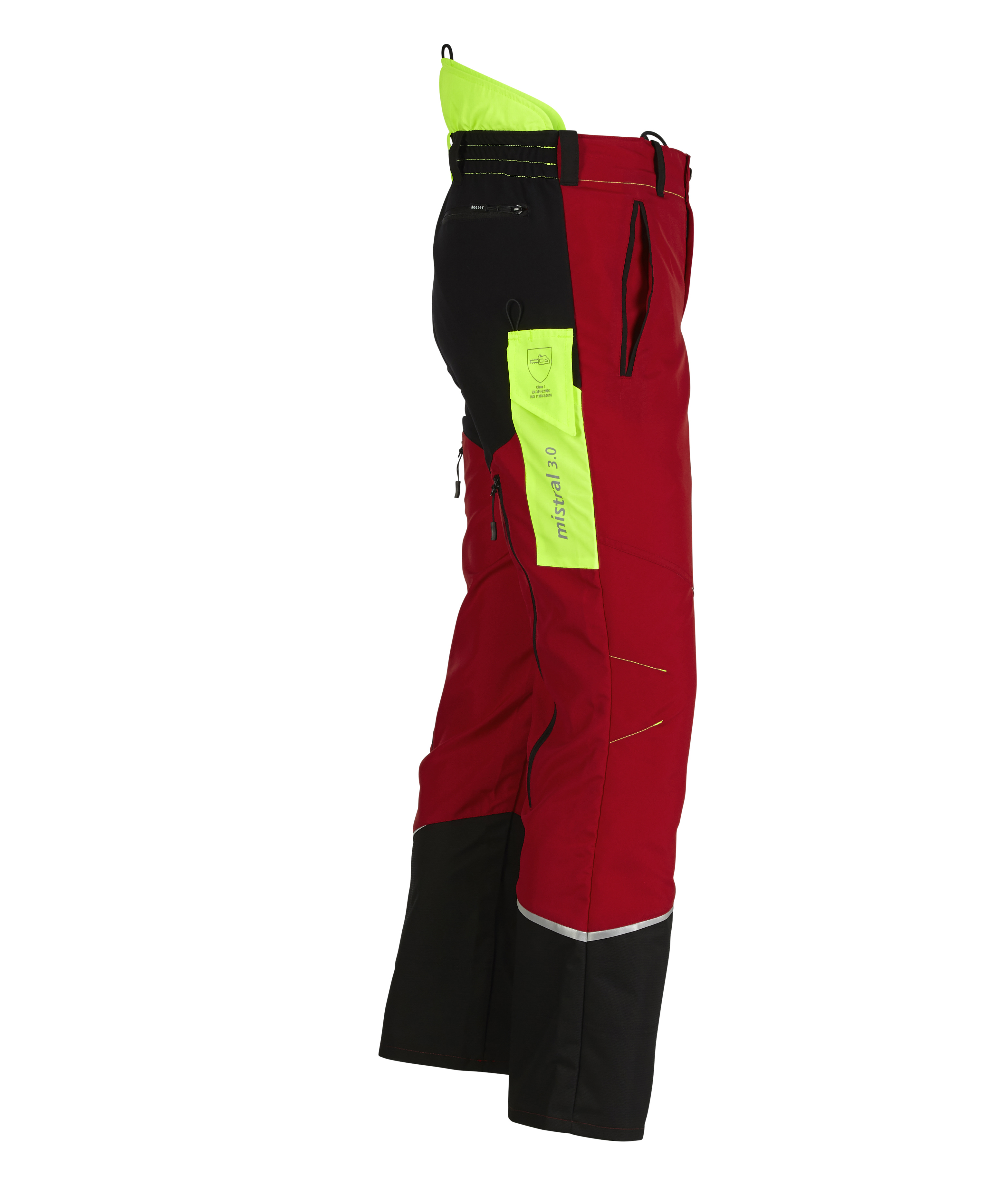 Pantalon de protection anti-coupures KOX Mistral 3.0 rouge/jaune - commander en ligne chez KOX | XX71229