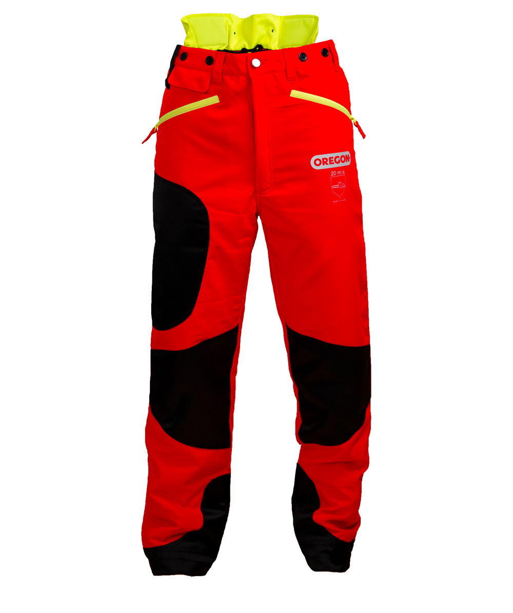 Pantalon anti-coupures Oregon Waipoua Rouge/Noir/Jaune - commander en ligne chez KOX | 295469-00
