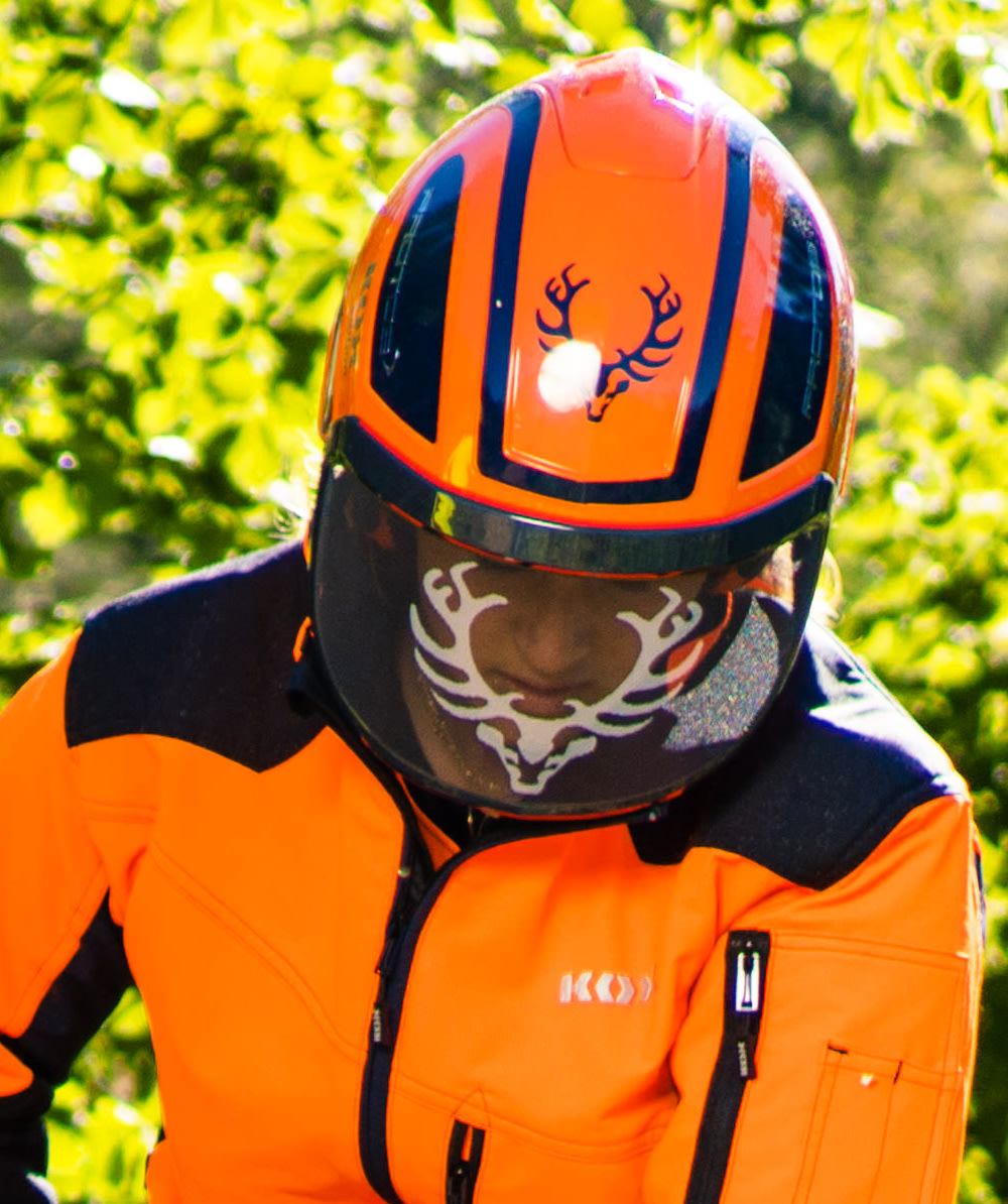 PROTOS Casque forestier/casque de protection KOX Edition avec protection auditive et visire Integral Forest Orange/Bleu OneSize - commander en ligne chez KOX | XX74115