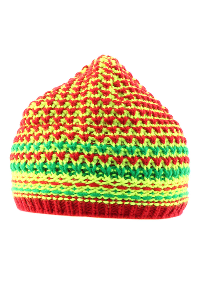 Bonnet en tricot PSS avec bord intrieur en polaire Jaune/Rouge Taille OneSize - commander en ligne chez KOX | XX72520-01