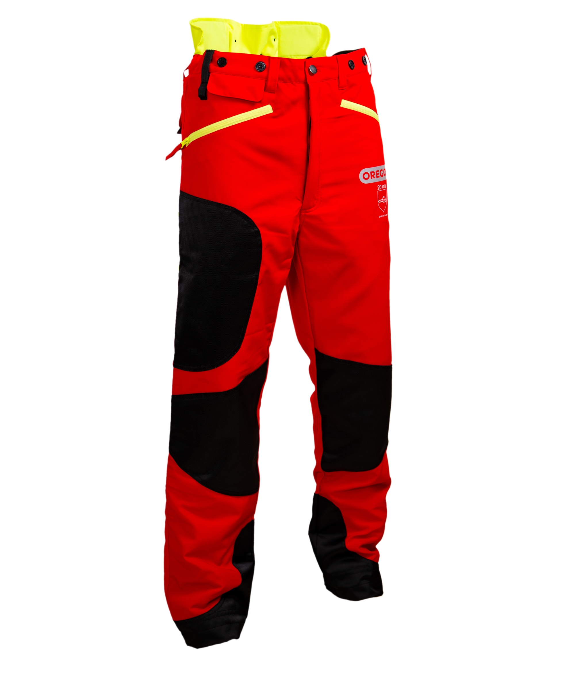  Pantalon anti-coupures Oregon Waipoua Rouge/Noir/Jaune - commander en ligne chez KOX | 295469-00 
