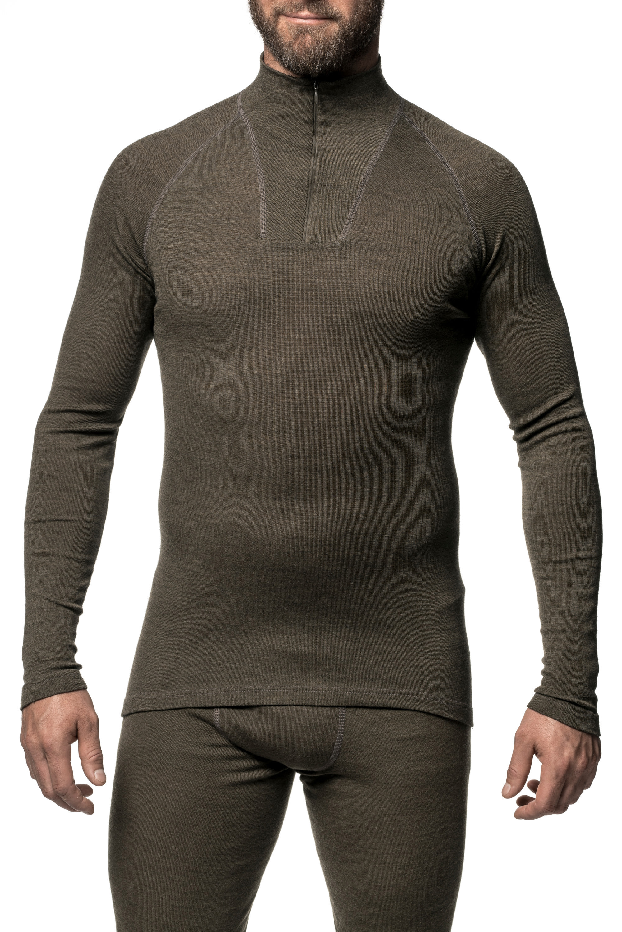 Woolpower Zip Turtleneck Lite Rollkragenhemd /Merino Shirt Langarm pine green - bei KOX online bestellen | XXWP7221GR