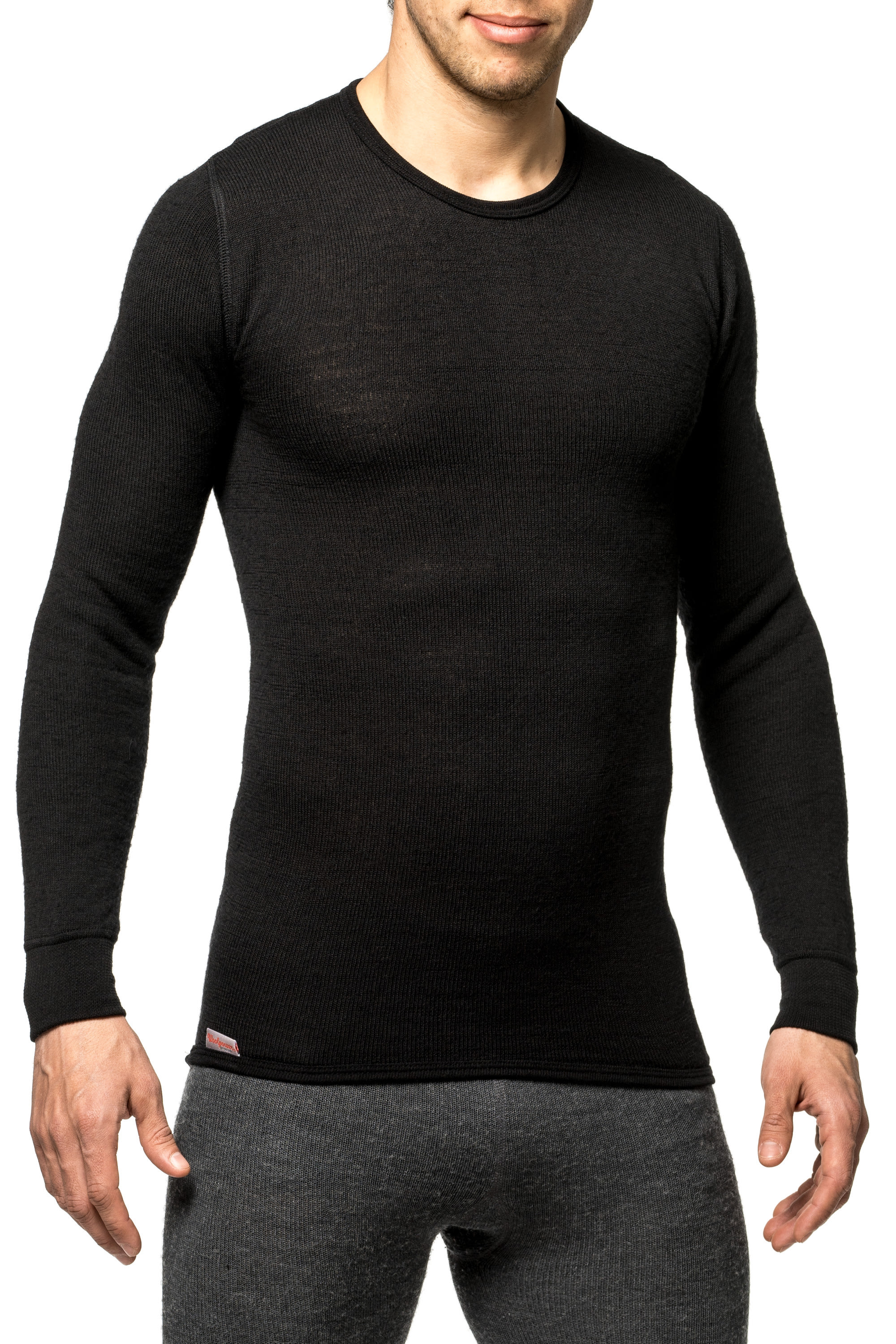 Woolpower Crewneck 200 hemd met ronde hals / shirt met lange mouwen van merinowol black - bij KOX online bestellen | XXWP7112S