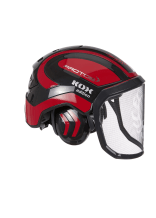 PROTOS Forsthelm / Schutzhelm KOX Edition mit Gehrschutz und Visier Integral Forest  Schwarz/Rot OneSize - bei KOX online bestellen | XX74130