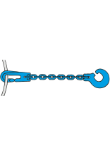Vierkante ketting met tiljukhaak en chokerhaak kwaliteit 10 toelaatbare trekkracht LC 5000 daN, lengte 1, 8 m, ketting  tot 8 mm - bij KOX online bestellen | XXGLKSC-08-18-10