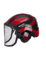 PROTOS Forsthelm / Schutzhelm KOX Edition mit Gehrschutz und Visier Integral Forest  Schwarz/Rot OneSize - bei KOX online bestellen | XX74130