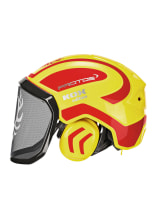 PROTOS bosbouwhelm / veiligheidshelm KOX editie met gehoorbescherming en vizier Integral forest neon geel/rood one size - bij KOX online bestellen | XX74109